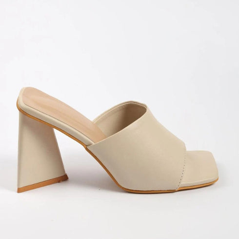 Beige Classy Triangle Heels